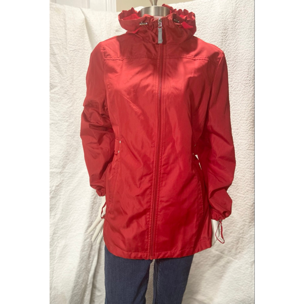 Jones New York Red Packable Rain Jacket Parka Windbreaker | Street Style Size L - Picture 3 of 15
